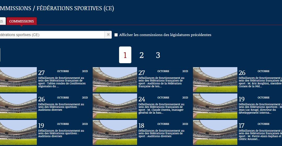 COMMISSIONS DES DEFAILLANCES DE FONCTIONNEMENT AU SEIN DES FEDERATIONS FRANCAISES DE SPORT