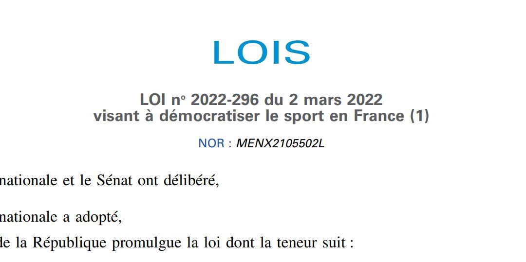 LOI N°2022-296 du 2 MARS 2022