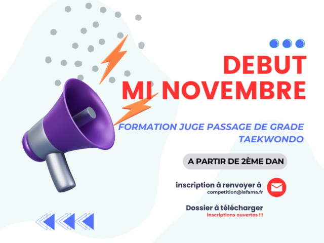 FORMATION JUGES PASSAGE DE GRADE TAEKWONDO