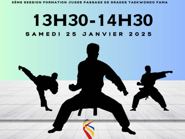 3ème session « FORMATION JUGES PASSAGE DE GRADES » Taekwondo