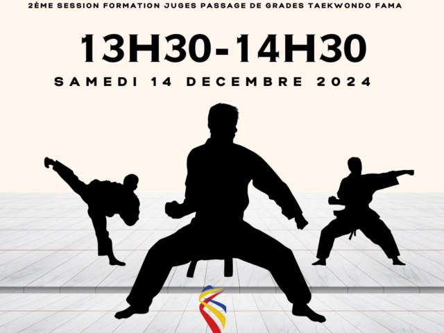 2ème session « FORMATION JUGES PASSAGE DE GRADES » Taekwondo